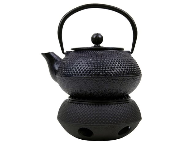 Gusseisen Stövchen massiv schwarz - 13,5 cm - Teewärmer nach japanischer Art - Tee Kanne Wärmer Untersetzer Heizung