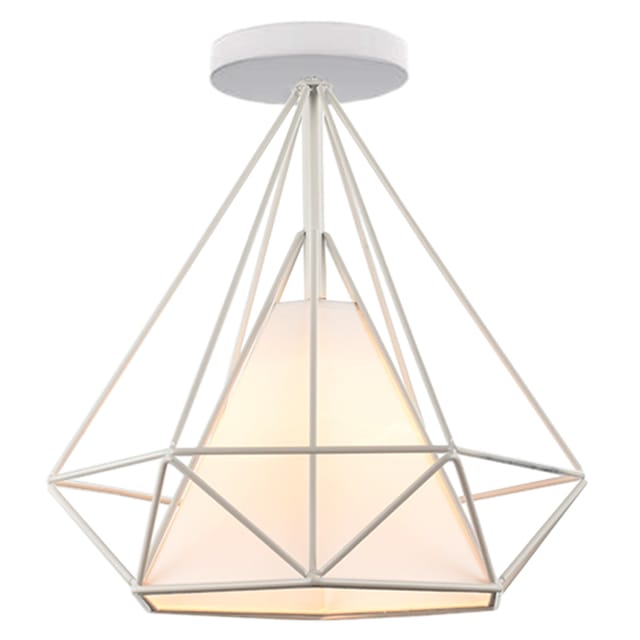 Axhup - Deckenleuchte Weiß Vintage Deckenlampe Mit Käfig Antik Semi-flush Mount Ø25cm Diamant Licht E27 Lampenfassung Für Esszimmer Schlafzimmer Loft 1pcs