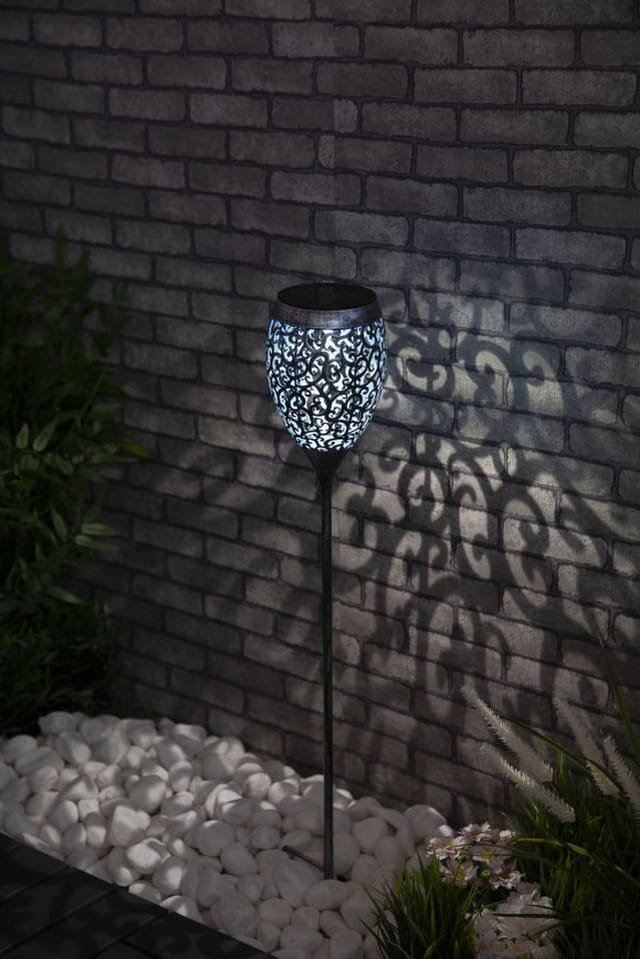 Trendline - led Solarfackel Ornament 75,5 cm silber Solar-Bodenleuchten