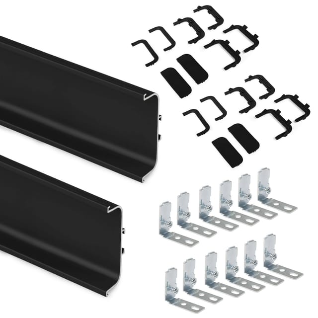 Emuca - Lot mit 2 Zentralprofile Gola für Küchenmöbel, Länge 2,35 m, mit Zubehör, Aluminium, schwarz lackiert