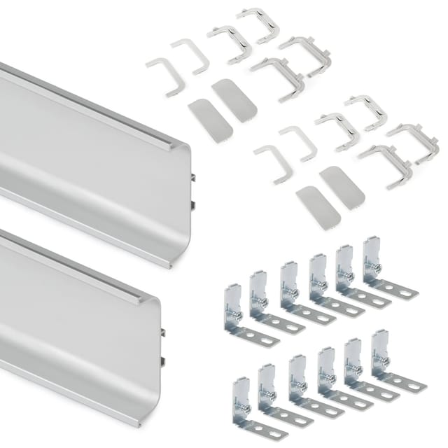 Emuca - Lot mt 2 Zentralprofile Gola für Küchenmöbel, Länge 2,35 m, mit Zubehör, Aluminium, matt eloxier