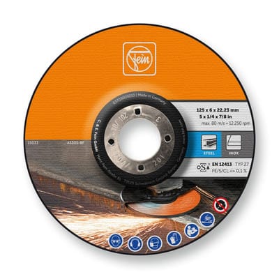 63703005010 Schruppscheibe gekröpft Durchmesser 125 mm Bohrungs-Ø 22.23 mm 10 St. - Fein