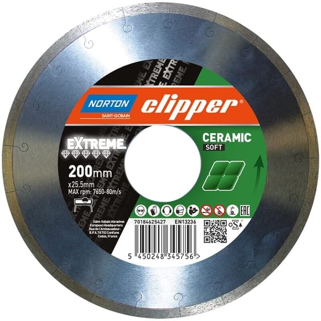 Norton Clipper Diamant Trennscheibe EXTREME CERAMIC SOFT 200 x 25,4 mm
