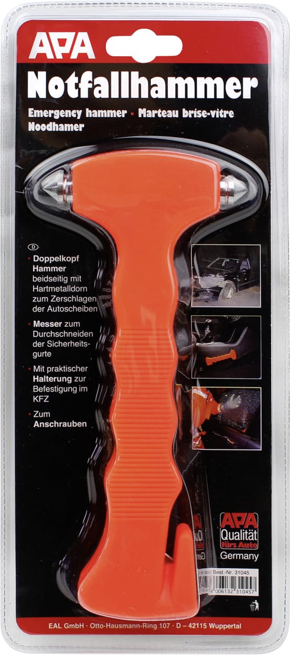 APA Doppelkopf Notfallhammer orange 20x7,5x3cm Pannenhilfe