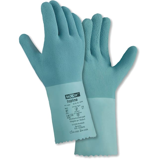 teXXor® topline Chemikalienschutz-Handschuh NATURLATEX Kat.3 225010 Gr.10