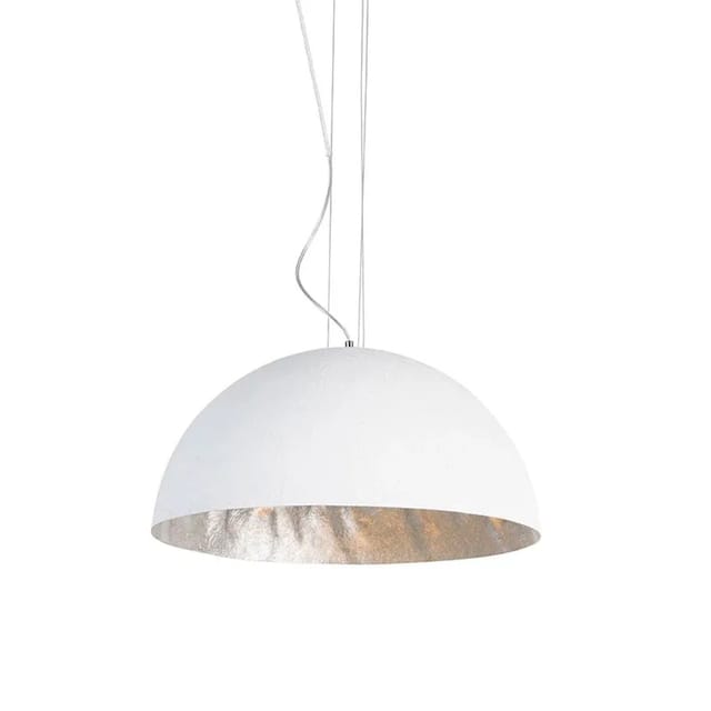 Moderne Hängelampe weiß mit Silber 50cm - Magna
