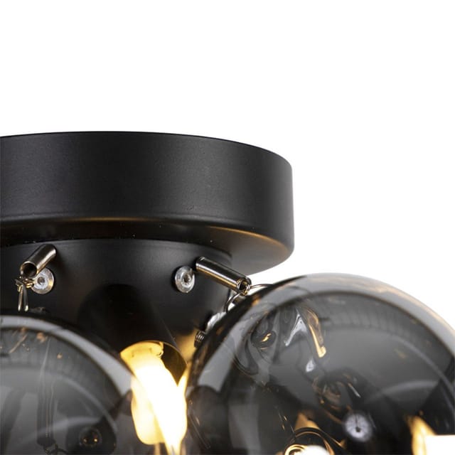 Design Deckenleuchte schwarz mit Rauchglas 3-Licht - Uvas