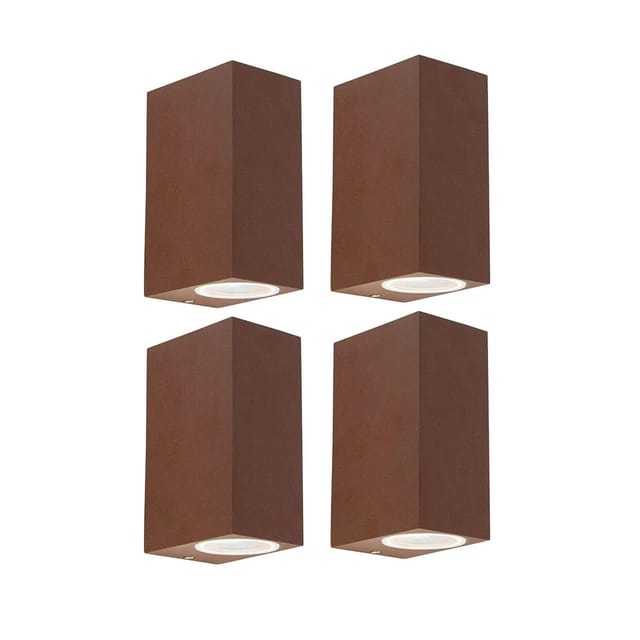 Qazqa - 4er Set Industrie-Wandleuchten rostbraun IP44 - Baleno ii