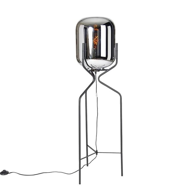 Design Stehlampe schwarz mit Rauchglas - Bliss