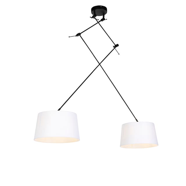 Hängelampe mit Leinenschirm weiß 35 cm - Blitz ii schwarz
