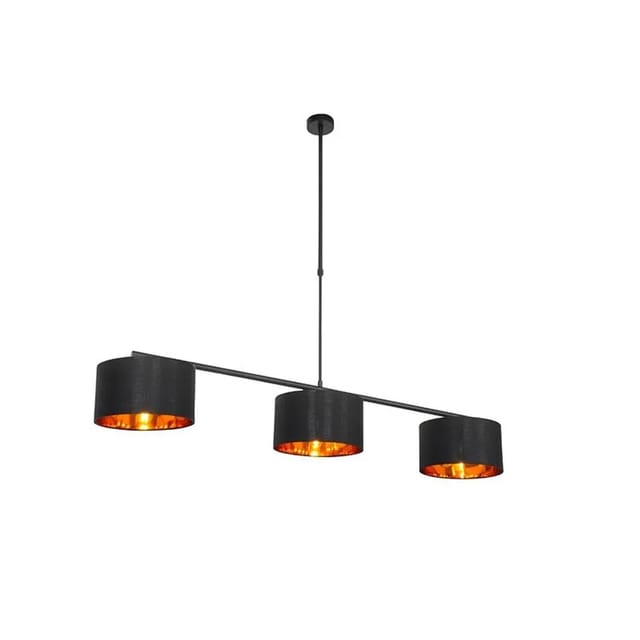 Moderne Hängelampe schwarz mit gold 125 cm 3-flammig - vt 3