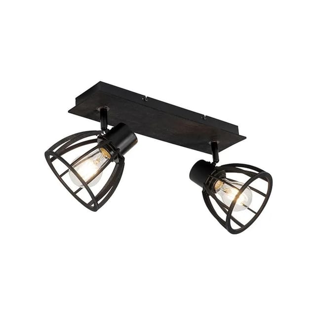 Industrielle Deckenlampe schwarz 2-flammig - Fotu