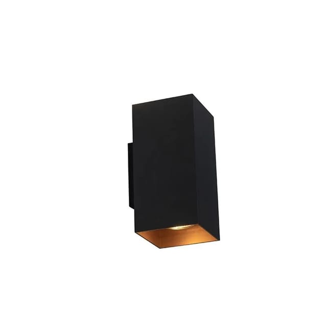 Design-Wandleuchte quadratisch schwarz mit goldener Innenseite - Sab