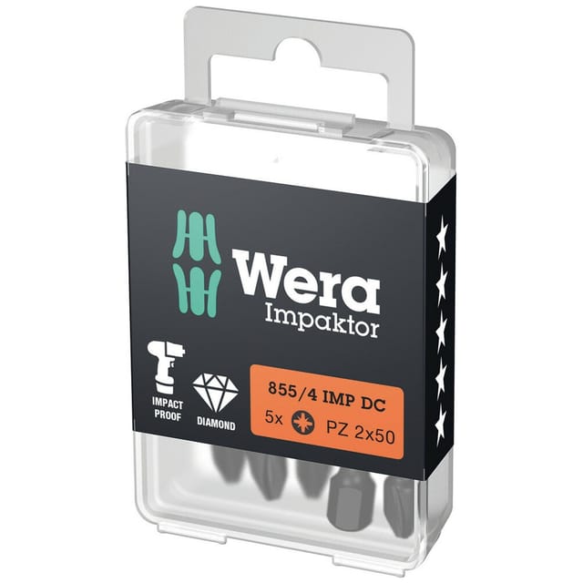 Wera 855/4 imp dc pz diy Impaktor Bits, pz 2 x 50 mm, 5-tlg.