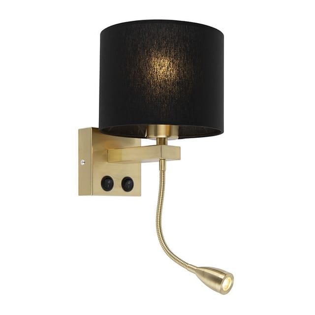 Art Deco Wandlampe Gold mit schwarzem Schirm - Brescia