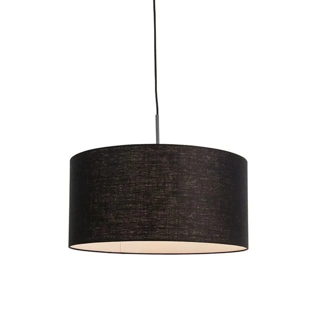 Moderne Hängelampe schwarz mit schwarzem Schirm 50 cm - Combi 1