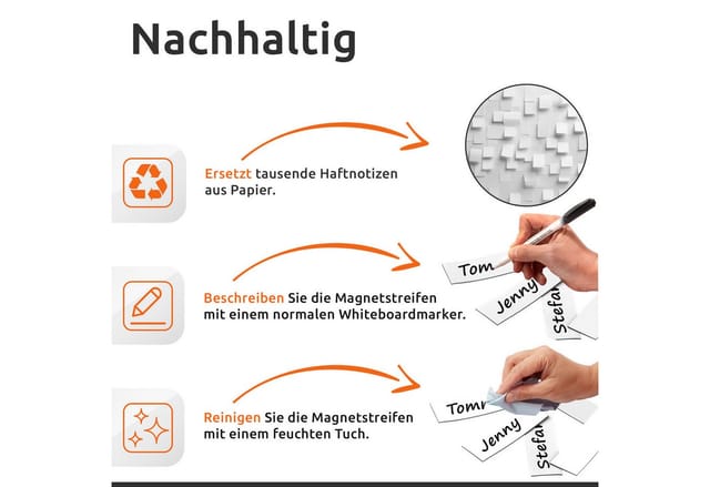 Ecence - 40 Magnetstreifen beschreibbar Etiketten Magnete Schilder Weiss 100mmx30mm
