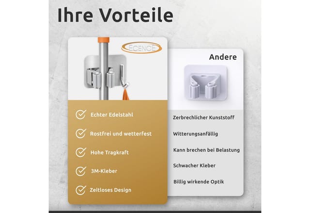 4x Gerätehalter Besenhalter Selbstklebend Silber Gartengerätehalter