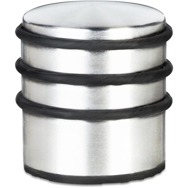 Relaxdays - 8x Türstopper, Türfeststeller, Türpuffer, Edelstahl, hoch, schwere Türen, Gummi-Schutz, h x d: 7,5 x 7 cm, silber