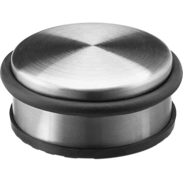 Relaxdays - 3x Türstopper, Türpuffer, Türdämpfer, Edelstahl, flach, schwere Türen, Gummi-Schutz, hbt: ca. 4,5 x 10 x 10 cm, silber