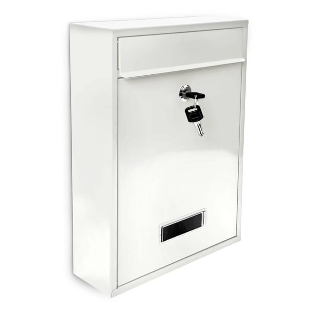 Design Briefkasten Metall Weiß 26,5 x 35 x 8,5 cm