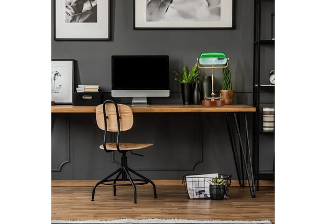 Bankerlampe, neigbarer Glasschirm, Holzfuß, E27-Fassung, Schreibtischlampe Retro, Bibliothekslampe, grün-braun - Relaxdays