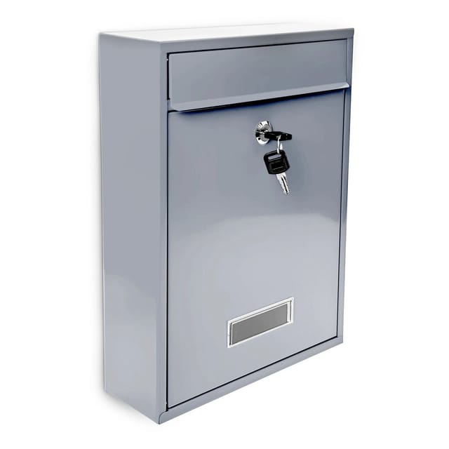 Design Briefkasten Metall Silber 26,5 x 35 x 8,5 cm