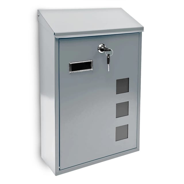 Design Briefkasten aus Metall 25x40 cm Silber