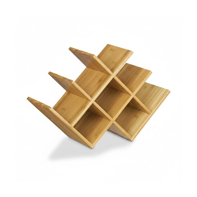 Relaxdays Weinregal Bambus, HxBxT:31,5x47x16,5cm, Flaschenhalter für 8 Flaschen, Holz Weinflaschenregal, natur