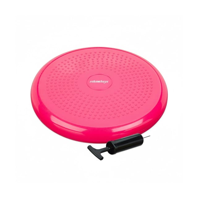 Relaxdays - Balance Kissen, max. Gewicht 140 kg, Balance Pad mit Luftpumpe, Ballsitzkissen m. Noppen, Fitnesskissen, pink