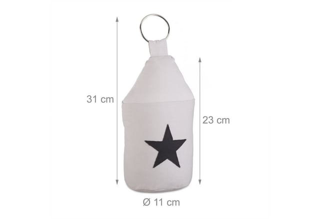 Relaxdays - Türstopper Stern, Türpuffer Stoff, Türsack Boden, extra hoch, mit Griff, dekorativ, HxD: 23 x 11 cm, grau