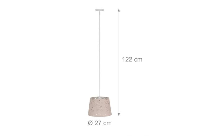 Kinderzimmerlampe Sterne, hängende Schirmlampe für Mädchen, Sternenhimmel Motiv, E27, runder Stoffschirm, rosa - Relaxdays