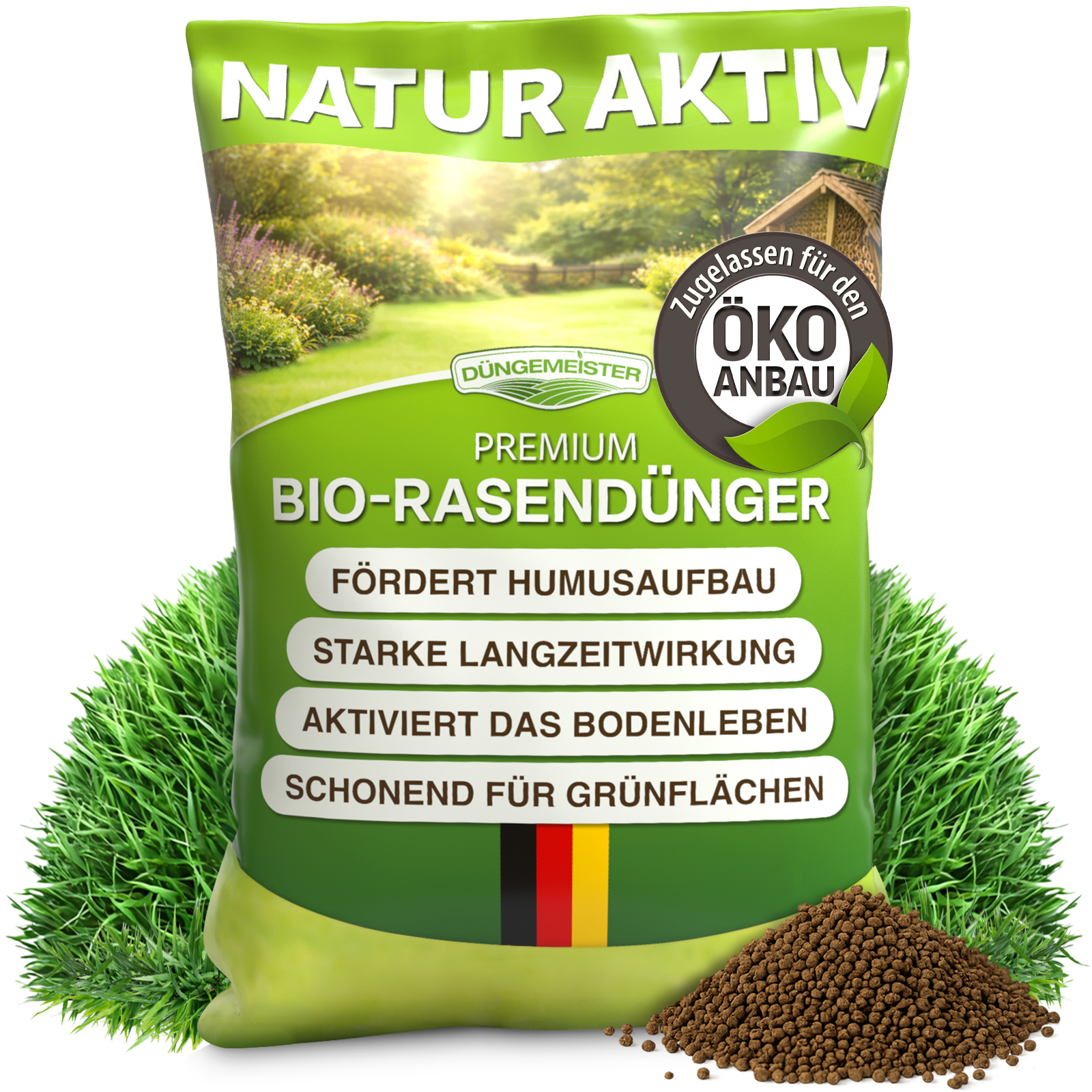 Rasendünger Bio Dünger Rasen Langzeitwirkung Schneller Humusaufbau Premium 20,2kg