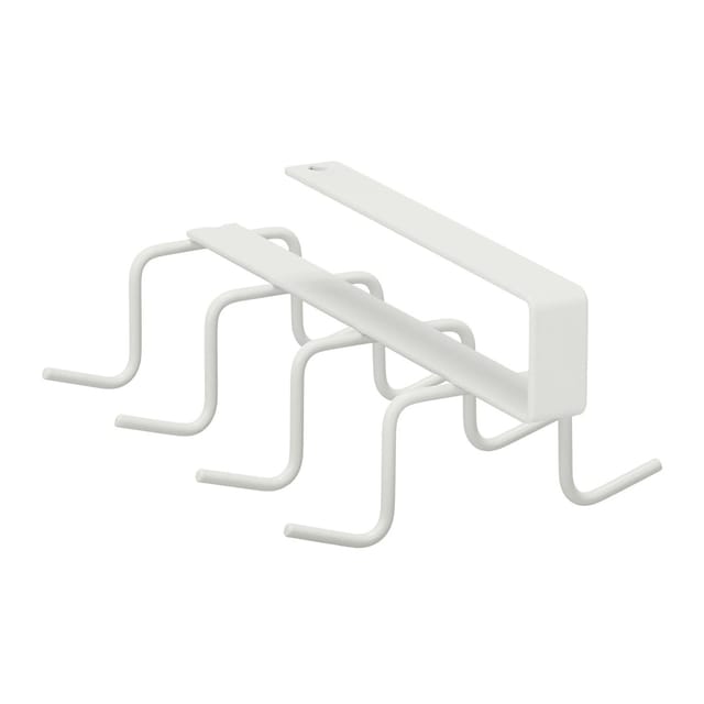Haken Schrankeinsatz, 8 Haken, Metall, ohne Bohren, Hakenleiste Kleiderschrank, Regal, hbt 6,5x10x18 cm, weiß - Relaxdays