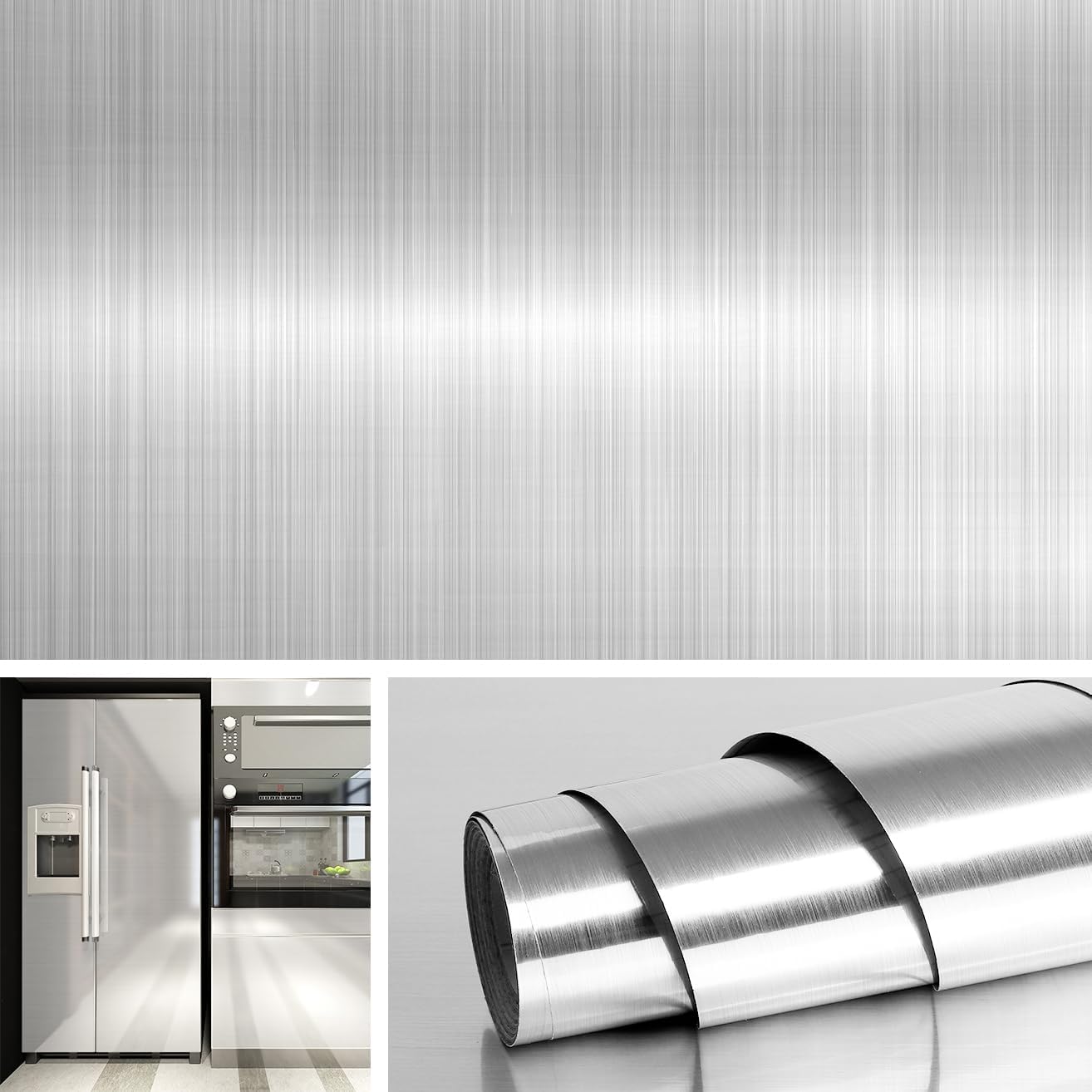 Vinylaufkleber In Edelstahloptik – Aluminium-klebefolie Für Küchengeräte (kühlschrank, Geschirrspüler, Arbeitsplatten) Und Spritzschutzwände – 40 Cm X 3 M