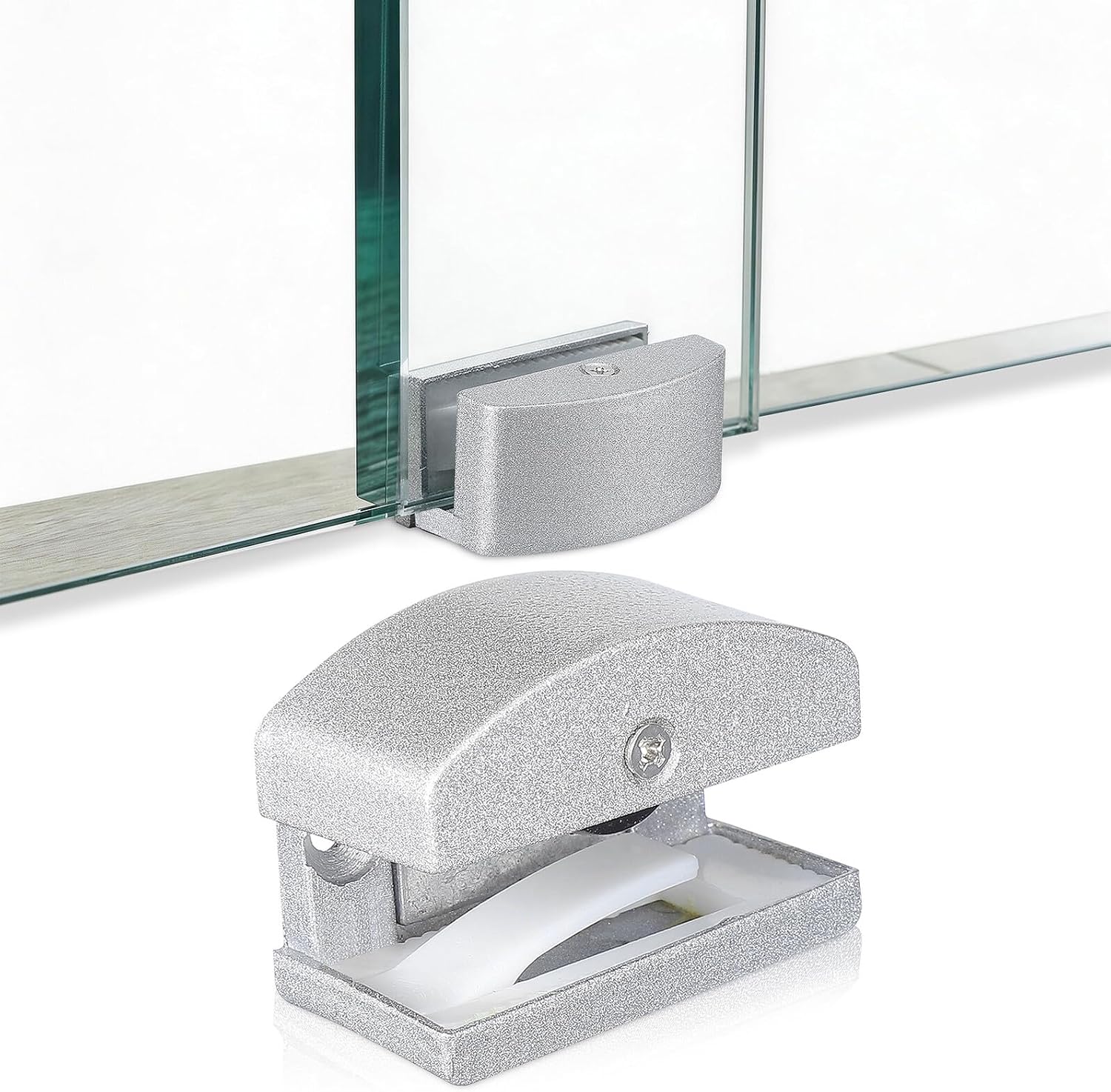 Untere Schiene Für Schiebetür Einer Duschkabine Mit Verstellbarem Anschlag Aus Aluminium, Kompatibel Mit 5 Bis 14 Mm Glas, Freistehende Montage.