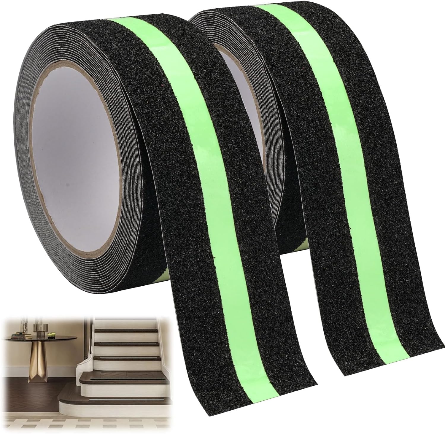 Phosphoreszierendes Antirutschband Für Treppen (2 Rollen), 5 Cm X 10 M - Selbstklebendes Antirutschband Für Den Innen- Und Außenbereich.