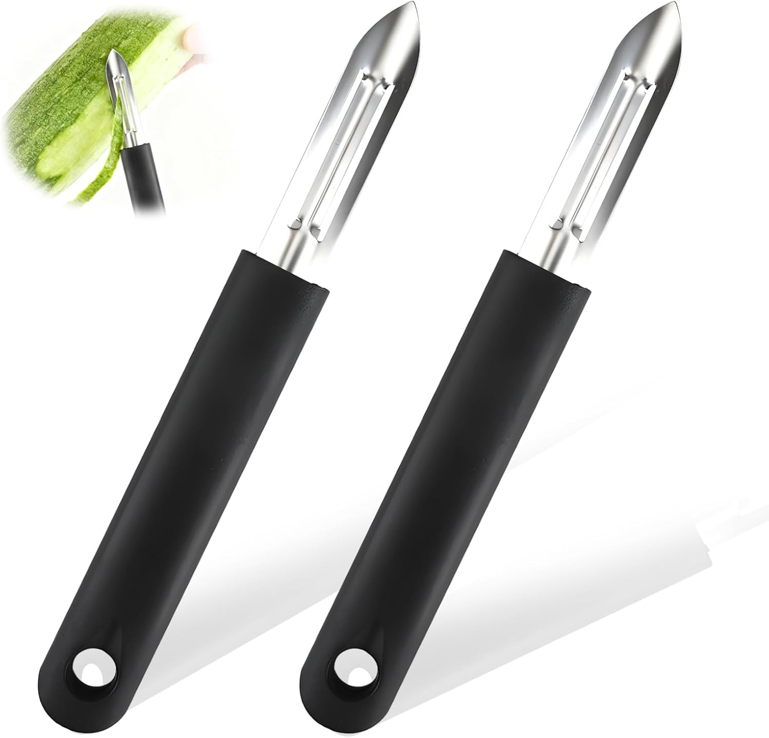Set Mit 2 Gemüseschälern, Gemüseschäler Mit Edelstahlklinge, Ergonomischem, Rutschfestem Griff, Zum Schälen Von Kartoffeln, Karotten, Obst Und Verschiedenen Gemüsesorten