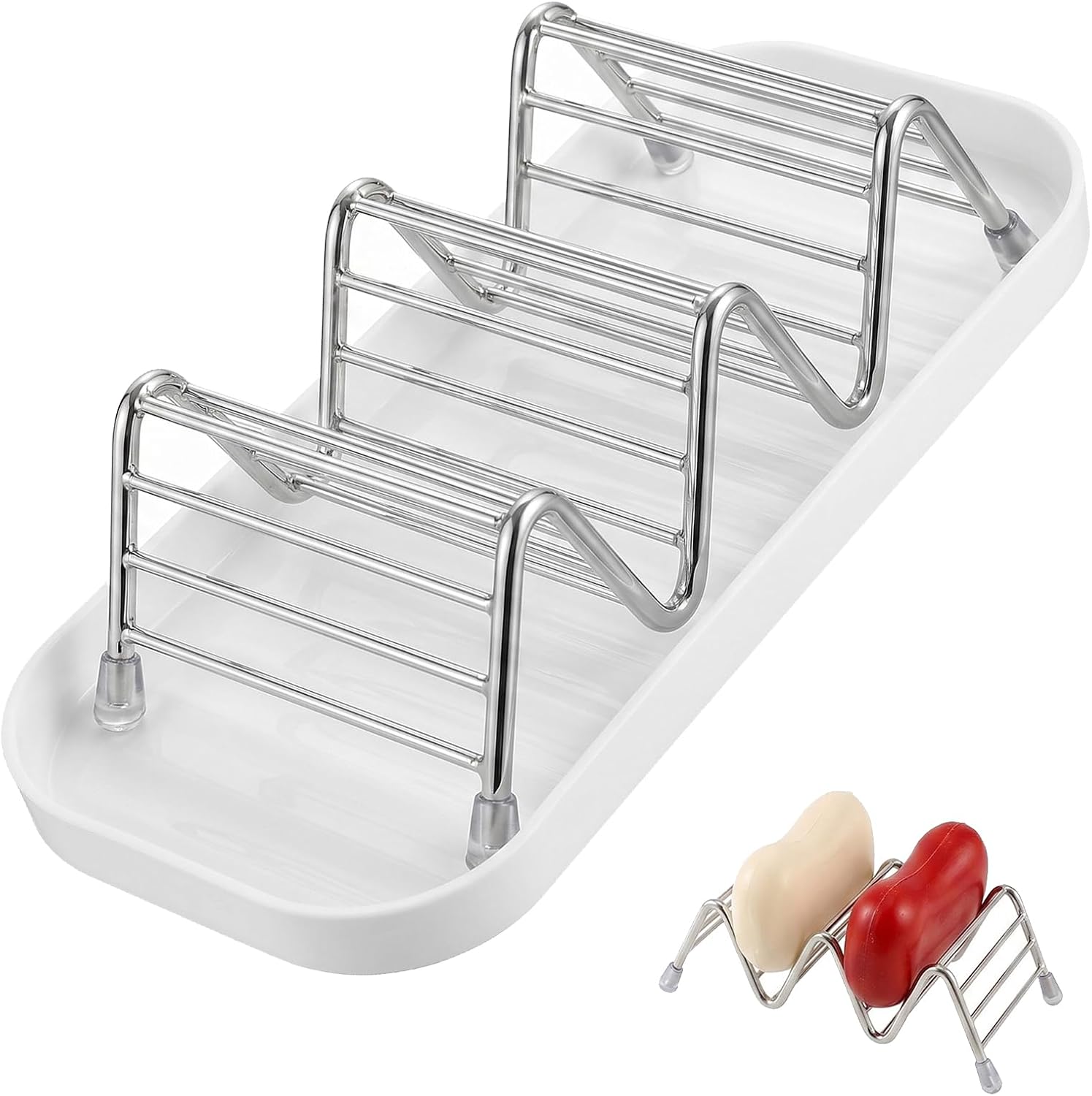 Seifenschale Aus Edelstahl (mit Abtropfschale) – Geeignet Für Badezimmer Und Duschen, Auch Für Küchen Und Arbeitsplatten (silber).