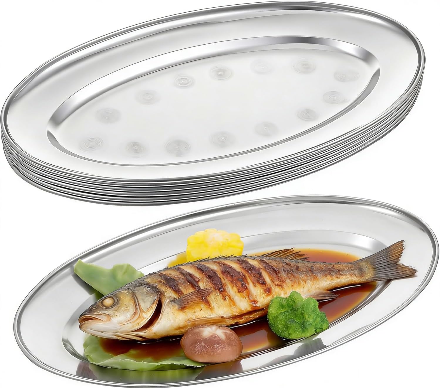 Set Aus 6 Fischförmigen Gebäckformen Aus Edelstahl Tiefe Fischförmige Gebäckform, Große Größe (34 Cm).