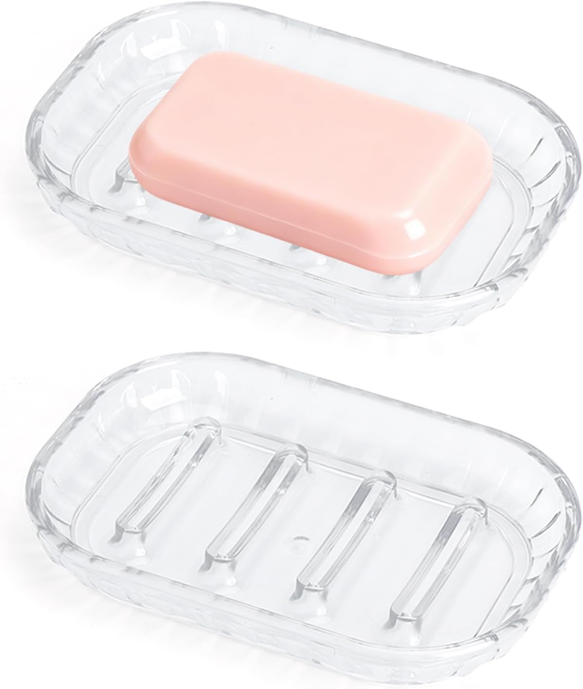 Transparente Seifenschale (2er-set) – Selbstentleerende, Bohrfreie Duschseifenschale, Geeignet Für Badezimmer, Waschbecken Und Küchen.