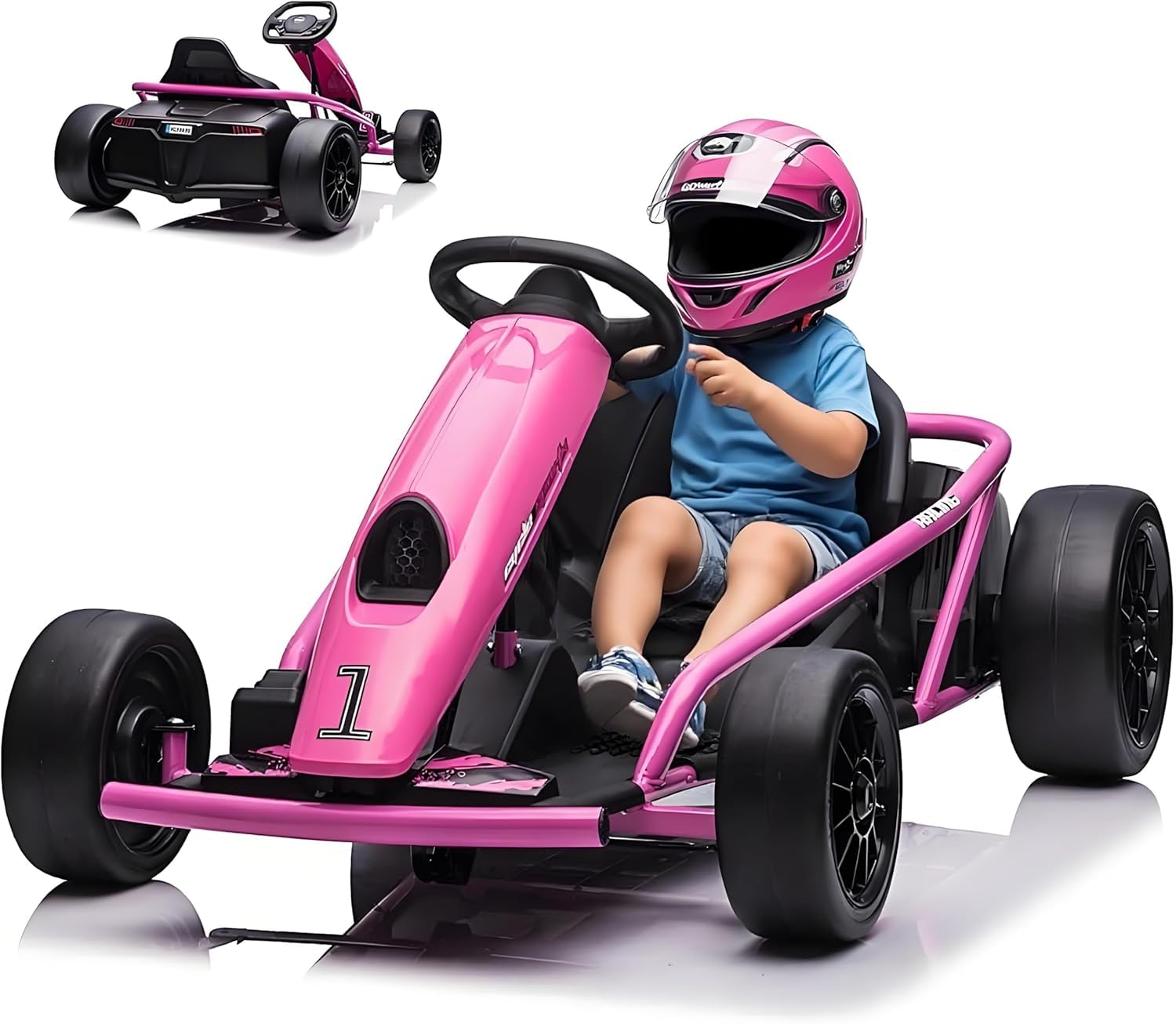 Garvee Elektro-kinderauto 24v Go-kart, 2x300w Motor Kinder Quad Mit Driftfunktion, 13km/h, Musik, Softstart, Für Mädchen Jungen 8-12 Jahre, Fuchsia