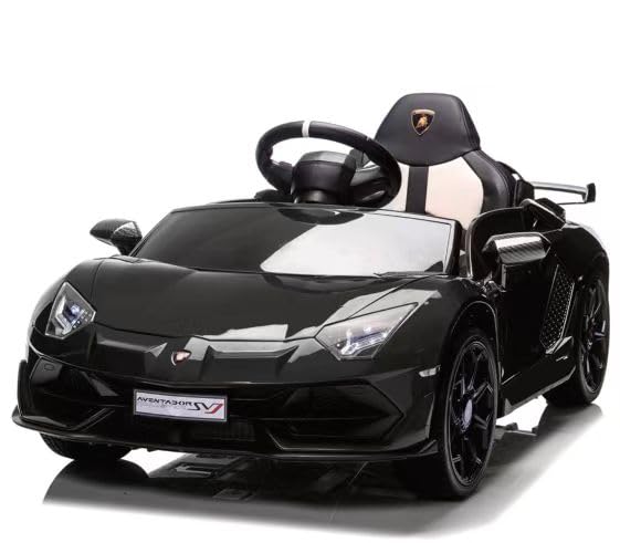 Garvee Lamborghini Kinderauto Elektroauto 12v, Kinder Elektroauto Mit Fernbedienung, Led Scheinwerfer, Musik, Federung, 2 Fahrmodi, Geschenk Für Jungen Mädchen 3-8 Jahre, Schwarz