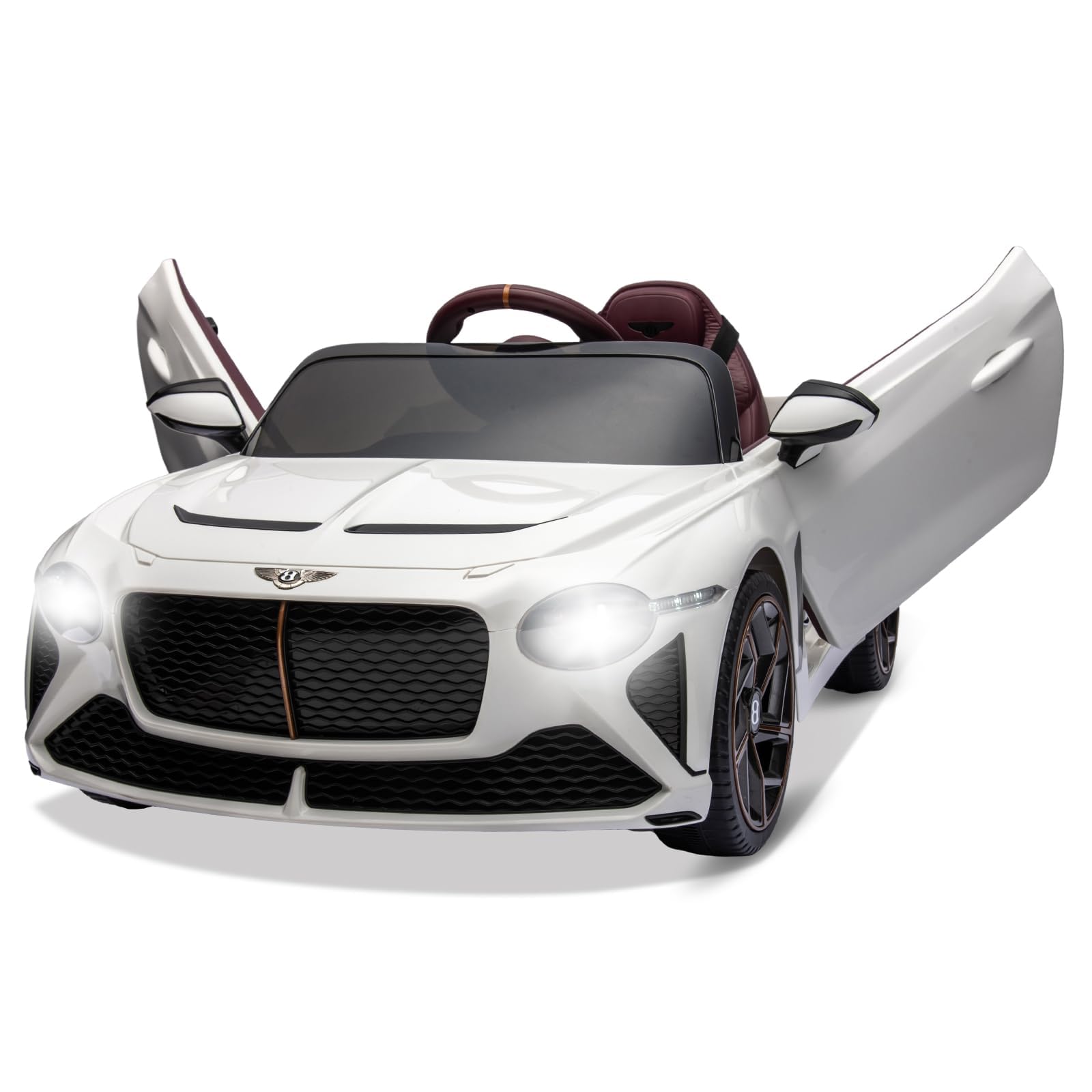 Garvee Kinder Elektroauto Bentley Bacalar 12v Mit Fernbedienung – Offiziell Lizenziertes Luxus-kinderauto Mit Led, Musik & Sicherheitsgurt Für 3-8 Jahre, Weiß