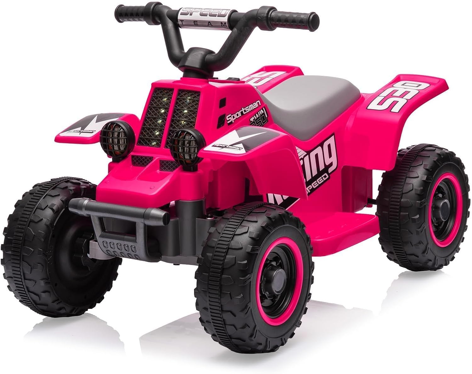 Garvee Elektro-quad Für Kinder Ab 3 Jahren, 6v Doppelmotor Kinderfahrzeug Mit Hupe & Led-scheinwerfern, 3,5 Km/h Geschwindigkeit, Musik-quad Für Drinnen Und Draußen, Rosenrot