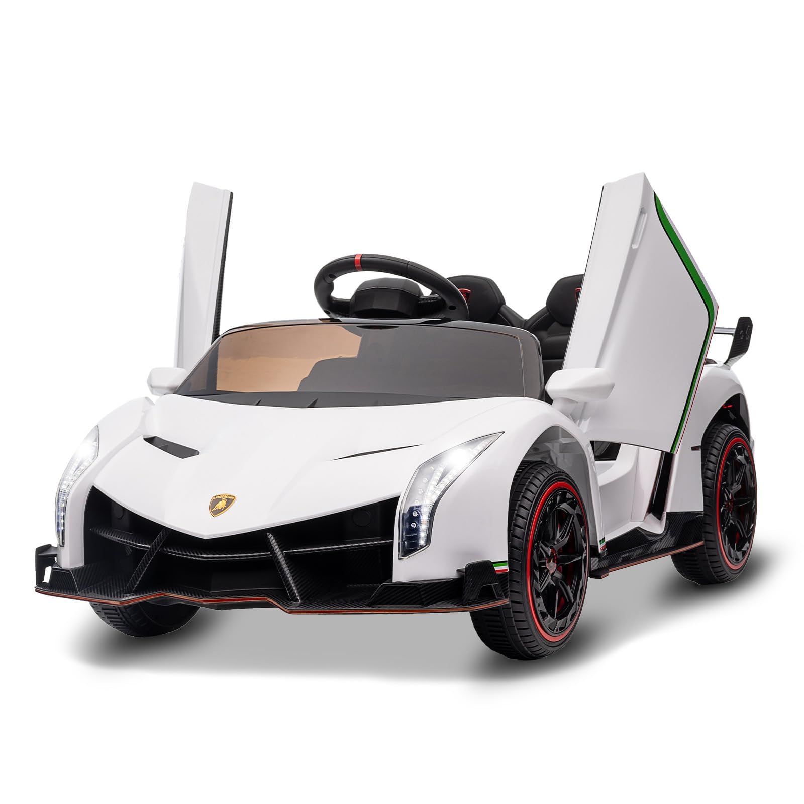 Garvee Lamborghini Veneno Voiture Électrique 12 V, 2 Places Pour Enfants, Connexion 2,4 G, Musique Bluetooth, Démarrage Doux Et Sécurité, Voiture Électrique Officielle Pour Enfants 3+ Ans, Weiß