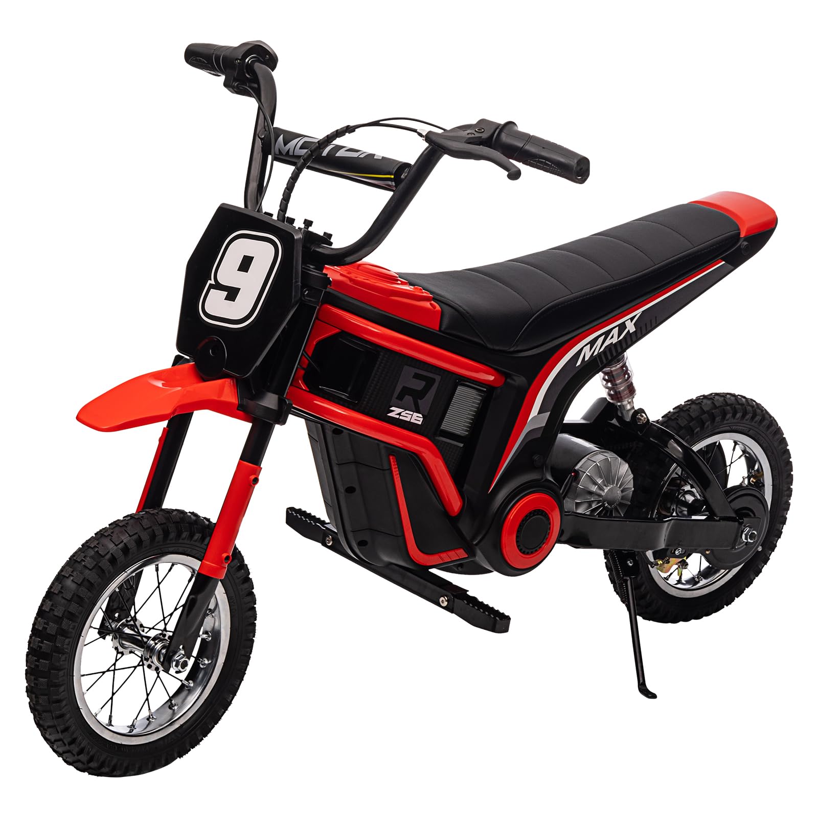 Garvee 24v Elektro Cross Motorrad Für Kinder Ab 13 Jahren, 350w Mini Crossbike Mit 3 Gängen 8/12/23 Km/h, Federung & Verstärktem Rahmen Bis 60kg, Offroad Motorrad, Rot