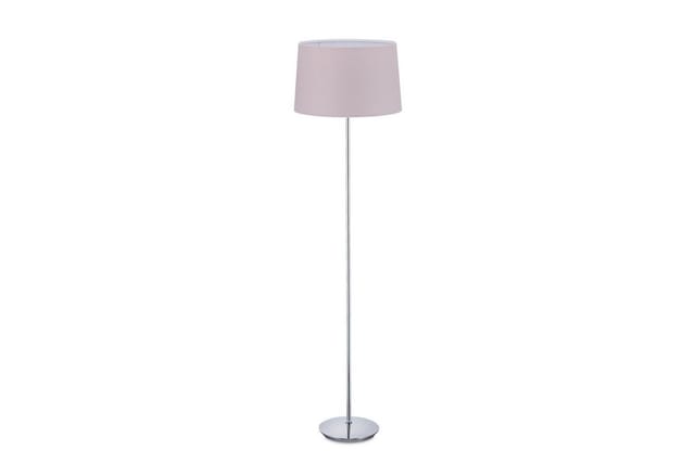 Stehlampe mit Stoffschirm, verchromter Fuß, E27 Fassung, ø 40 cm, Wohnzimmer, Stehleuchte 148,5 cm, altrosa - Relaxdays