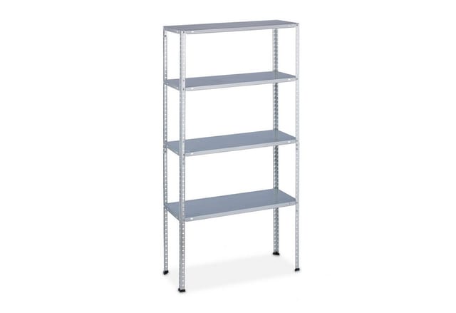 Schwerlastregal, Traglast: 200 kg, 4 Ebenen, HxBxT: 150 x 75 x 30 cm, Keller & Garage, Stahl, verzinkt, silber - Relaxdays