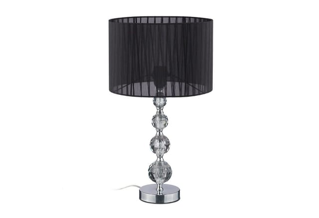 Tischlampe, Nachttischlampe im Kristalldesign, HxD 54 x 29,5 cm, E27 Fassung, Tischleuchte mit Schirm, schwarz - Relaxdays